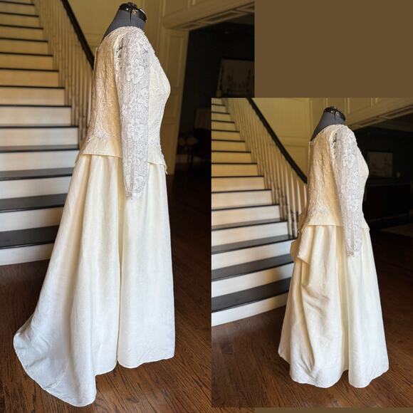 Vintage Jessica McClintock Wedding Dress Bridal Renaissance Princess Peplum LARP - Picture 6 of 12